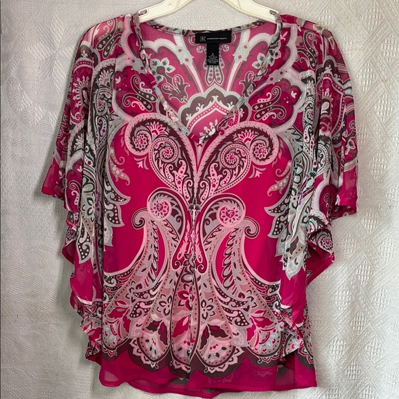 Inc International Concepts Womens Textured Long Sleeve V Neck Top Pink Size Small main image 0